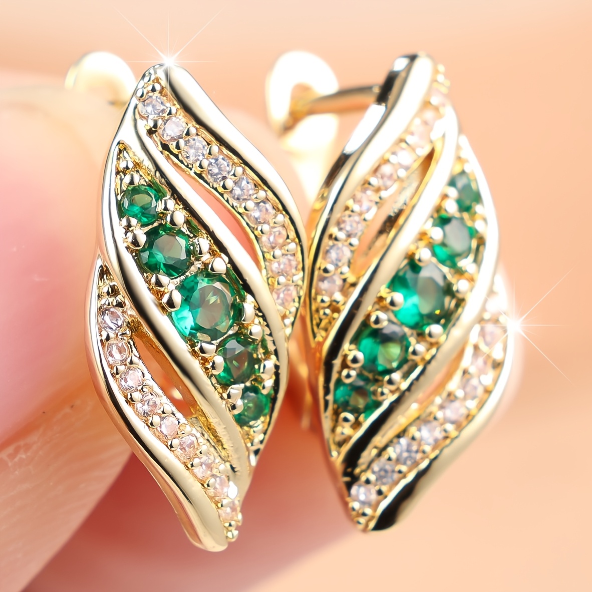 Women's Inlaid Synthetic Zirconia Earrings, Elegant & Sweet